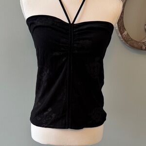 Armani Collezioni Black Floral-Texture Strapless Camisole size 12